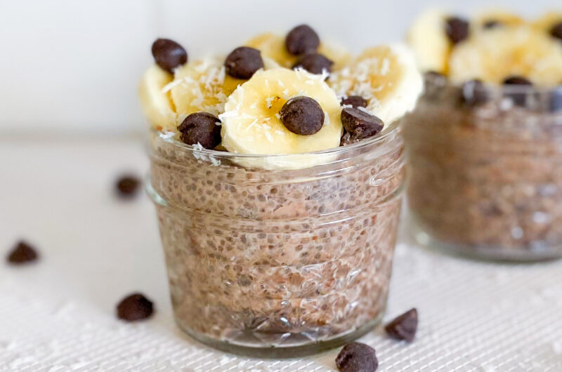 Super Healthy Cacao, Banana and Performance Mushroom Chia Seed Pudding