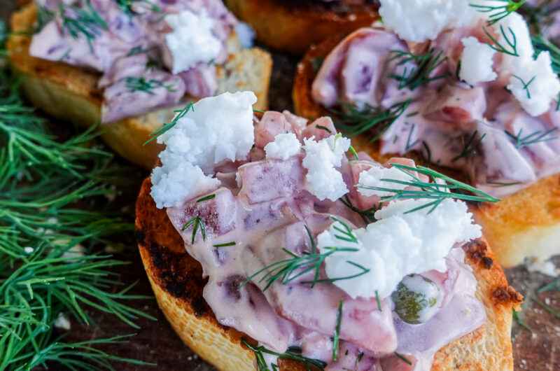 Garlic Beetroot Crostinis
